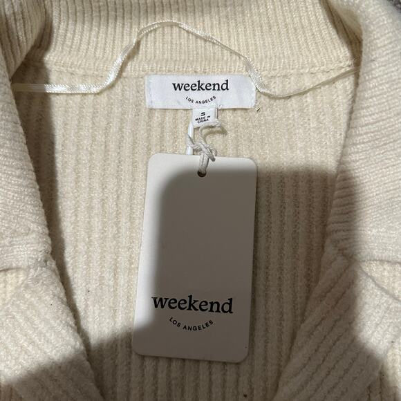 WEEKEND LOS ANGELES Women's Notched Collar Sweater Size S In Cream - Picture 8 of 12